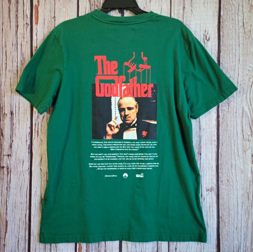 The Godfather Green Graphic T Shirt Mafia Big Print Embroidered Movie Men’s M